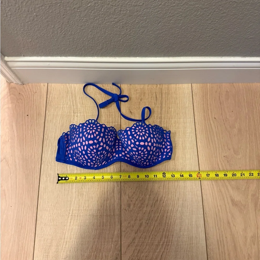 🦋💗 Shade & Shore Blue Pink Cutout Underwire Bikini 36C Push-up Lace Swim